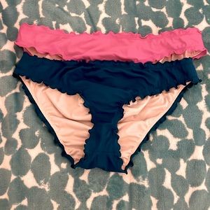 Hot Pink & Dark Teal Scrunched Bikini Bottoms (set)